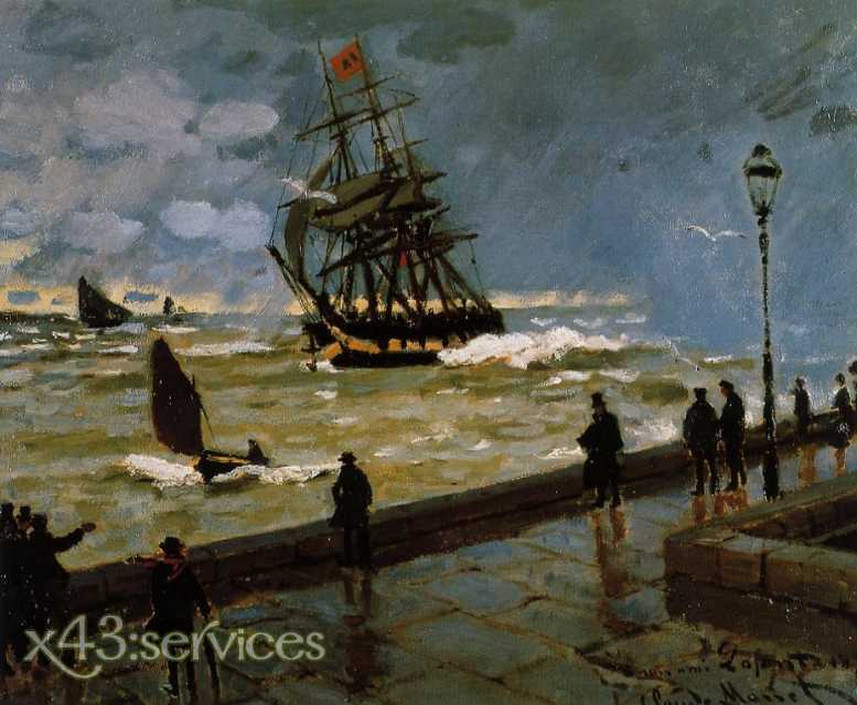 Claude Monet - Anlegestelle von Le Havre bei rauen Wetter